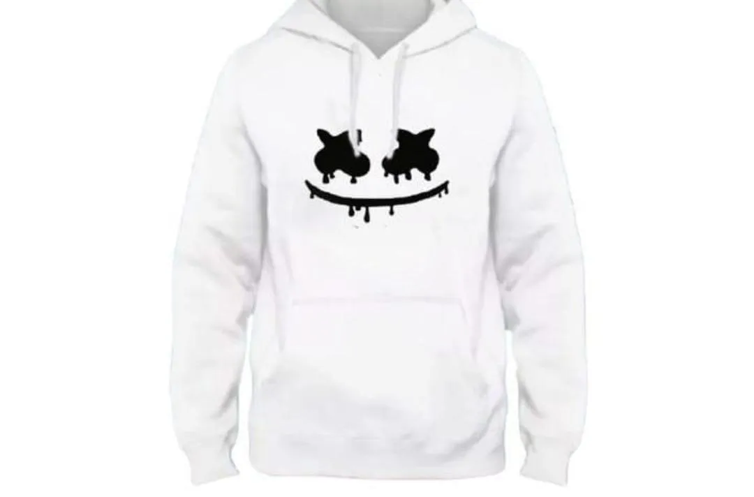 [ White  Smile  ]  Polyester Fleece Printed Hoodie