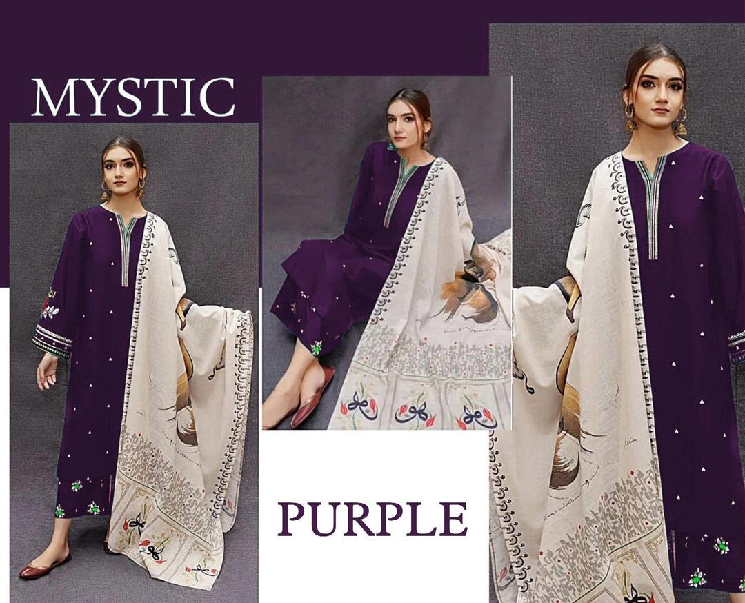 3 Pcs Women's Unstitched Embroidered Suit