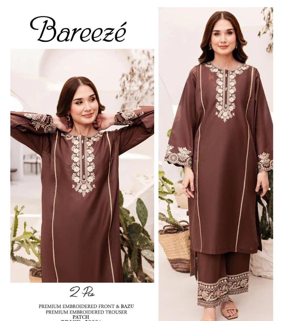 2 Pcs Women's Unstitched Embroidered Suit
