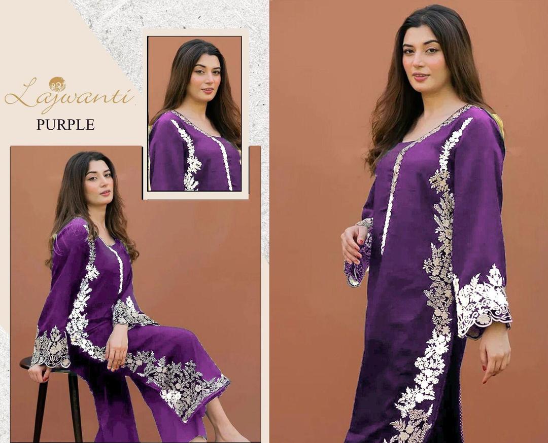 2 Pcs Women's Unstitched Embroidered Suit
