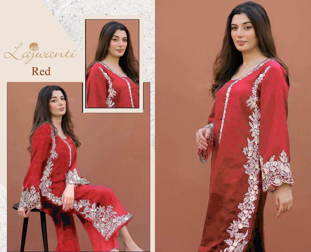 2 Pcs Women's Unstitched Embroidered Suit