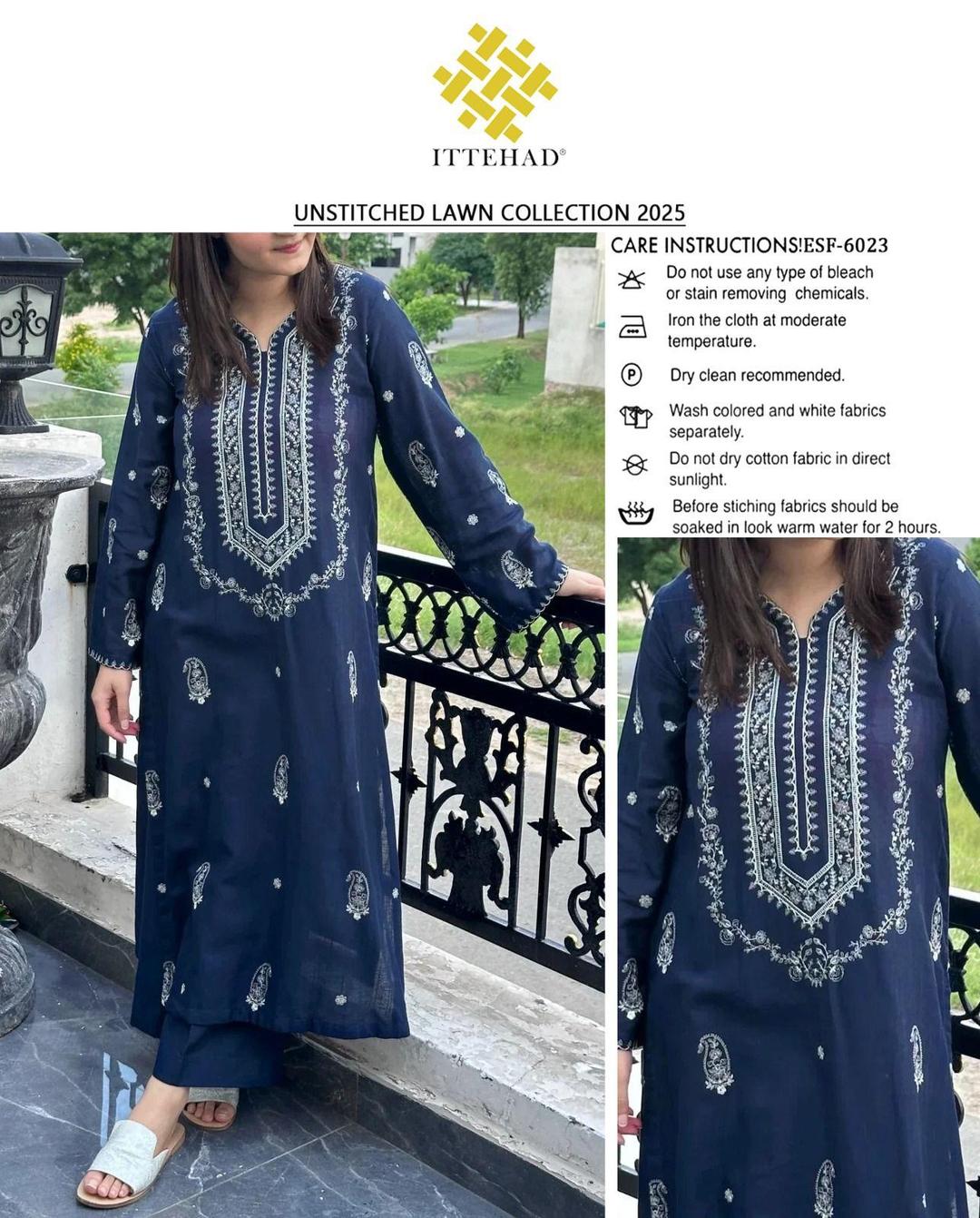 2 Pcs Women's Unstitched Embroidered Suit