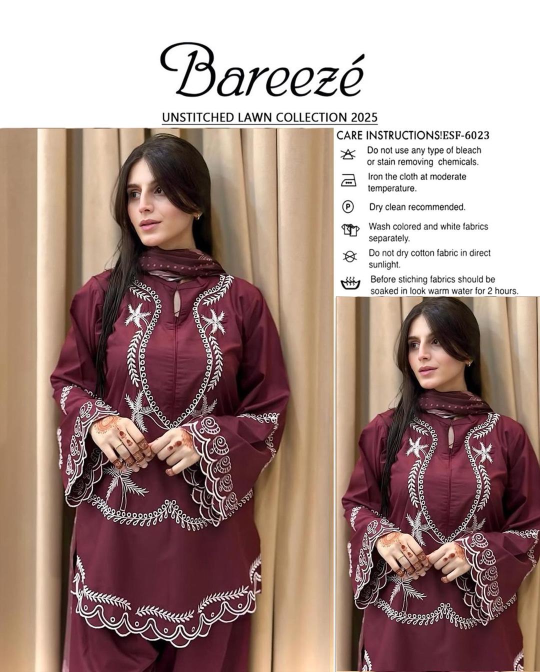2 Pcs Women's Unstitched Embroidered Suit