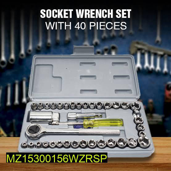 40 Pcs Socket Wrench Vehicle Tool Kit 