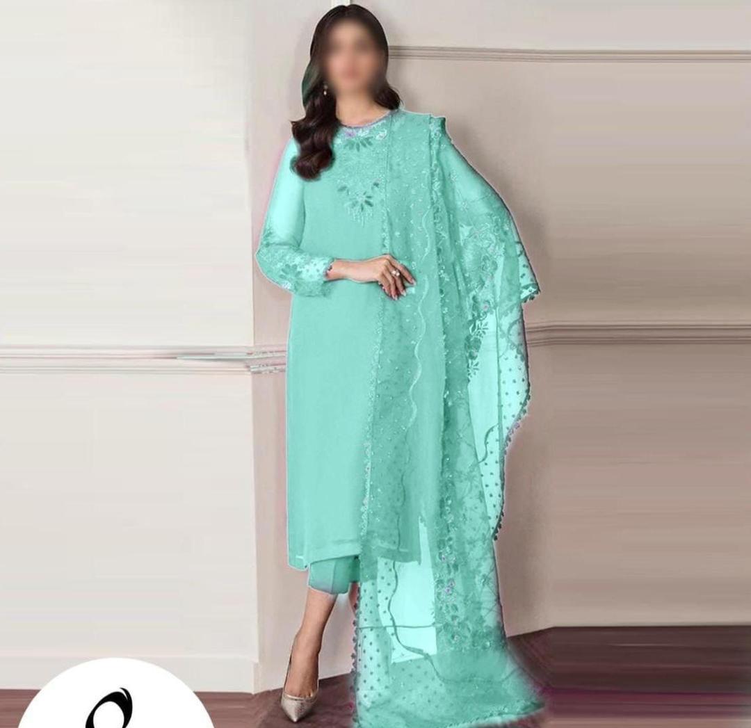 3 Pcs Women's Unstitched Patch Work Suit