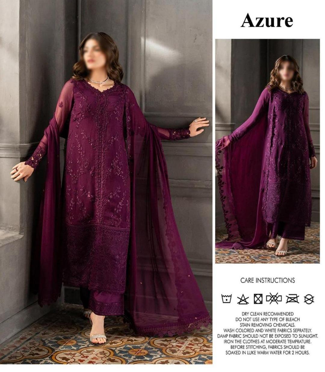 3 Pcs Women's Unstitched Sequins Embroidered Suit