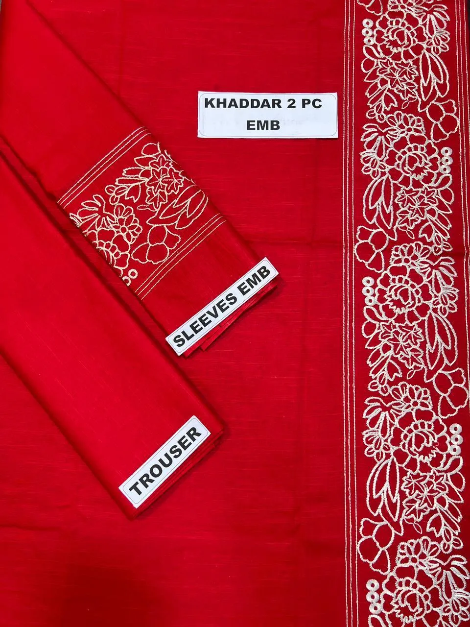 2 Pcs Women's Unstitched Embroidered Suit