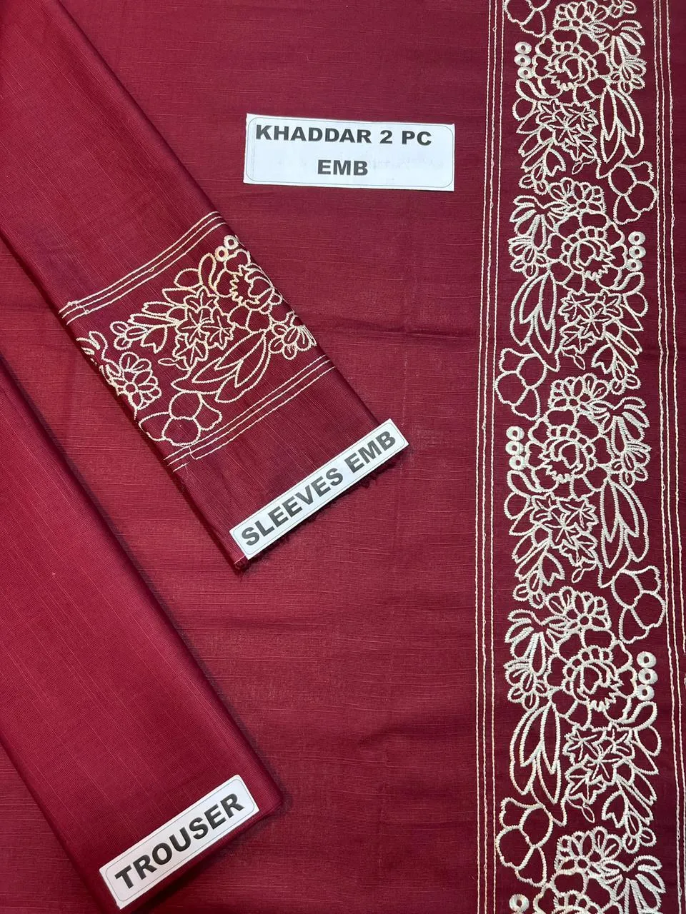 2 Pcs Women's Unstitched Embroidered Suit