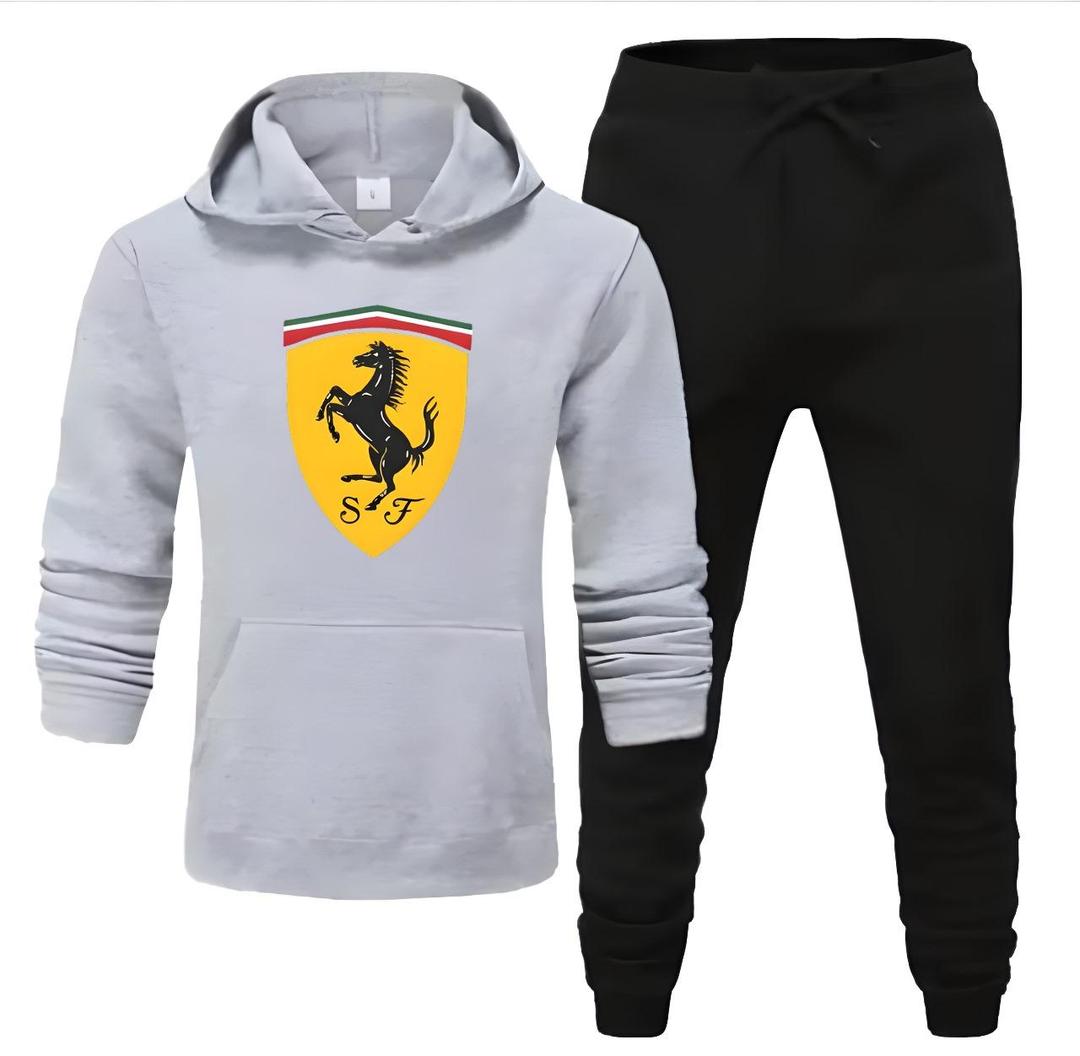 2 Pcs Men's Fleece Printed Hoodie Track Suit