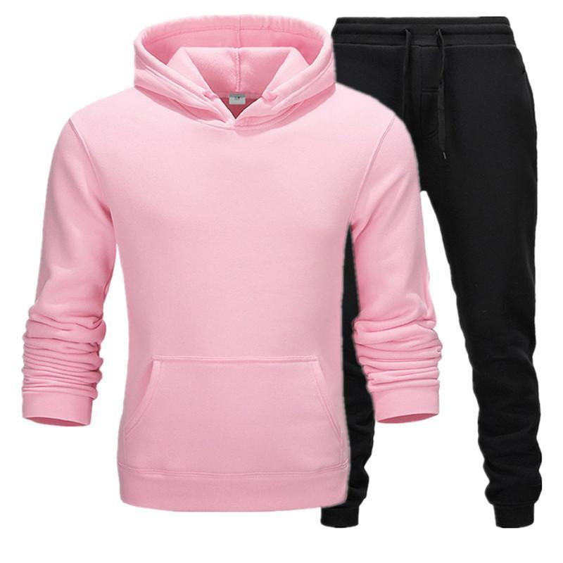 2 Pcs Men's Fleece Printed Hoodie Track Suit
