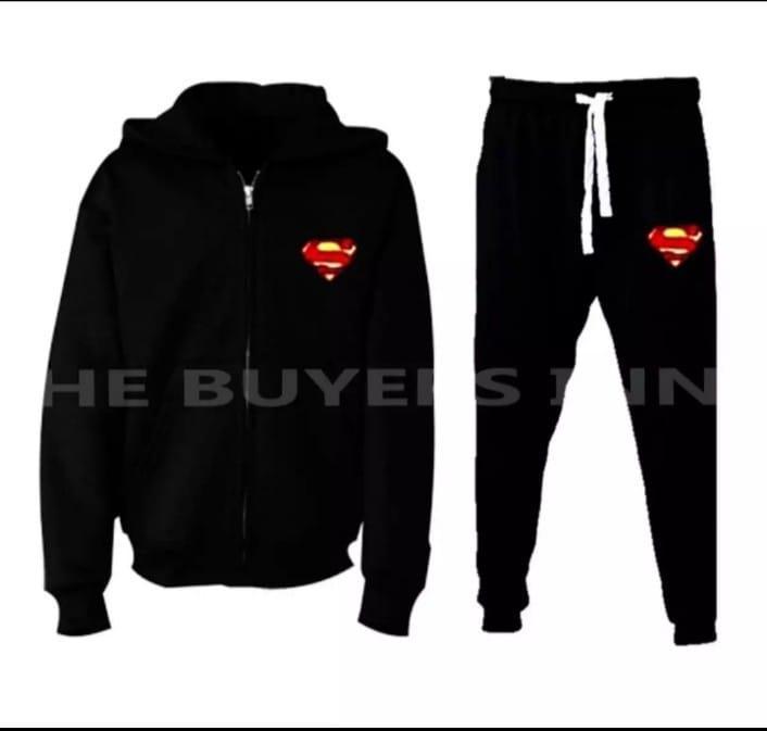 2 Pcs Men's Fleece Printed Zipper Track Suit