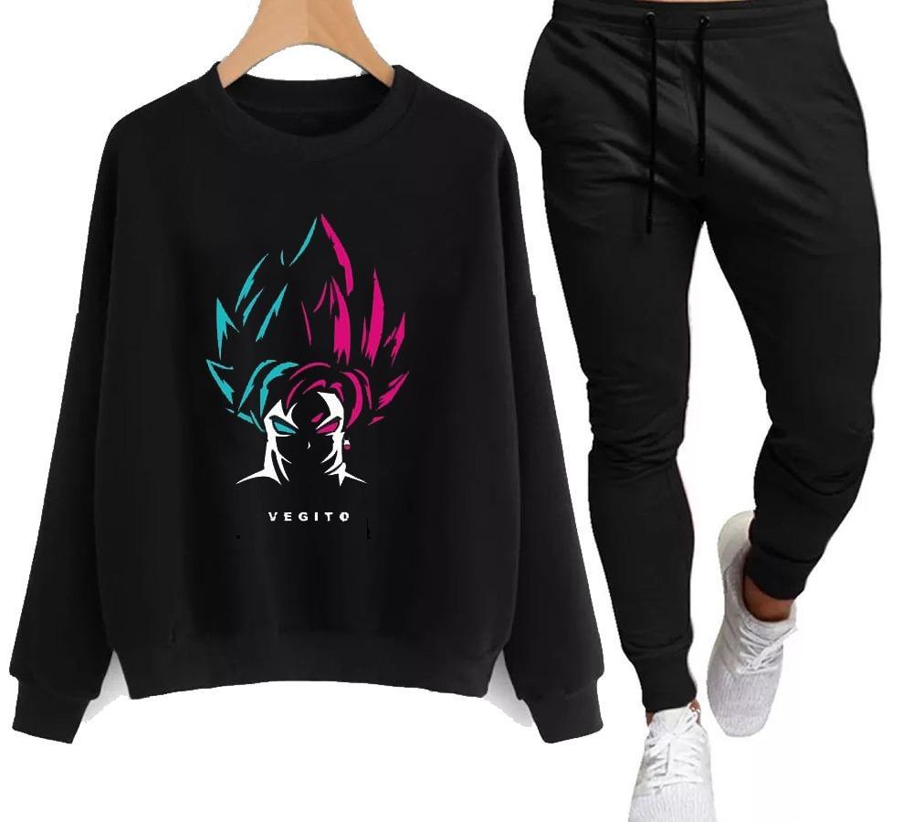 2 Pcs Men's Fleece Printed Sweatshirt Track Suit