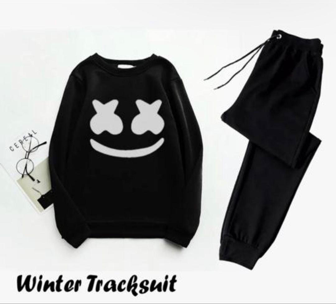 2 Pcs Men's Fleece Printed Sweatshirt Track Suit