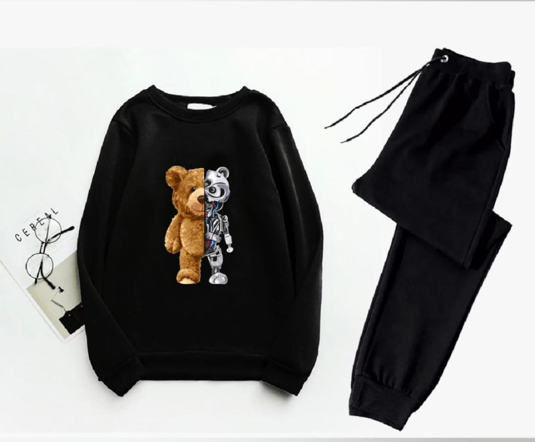 2 Pcs Men's Fleece Printed Sweatshirt Track Suit