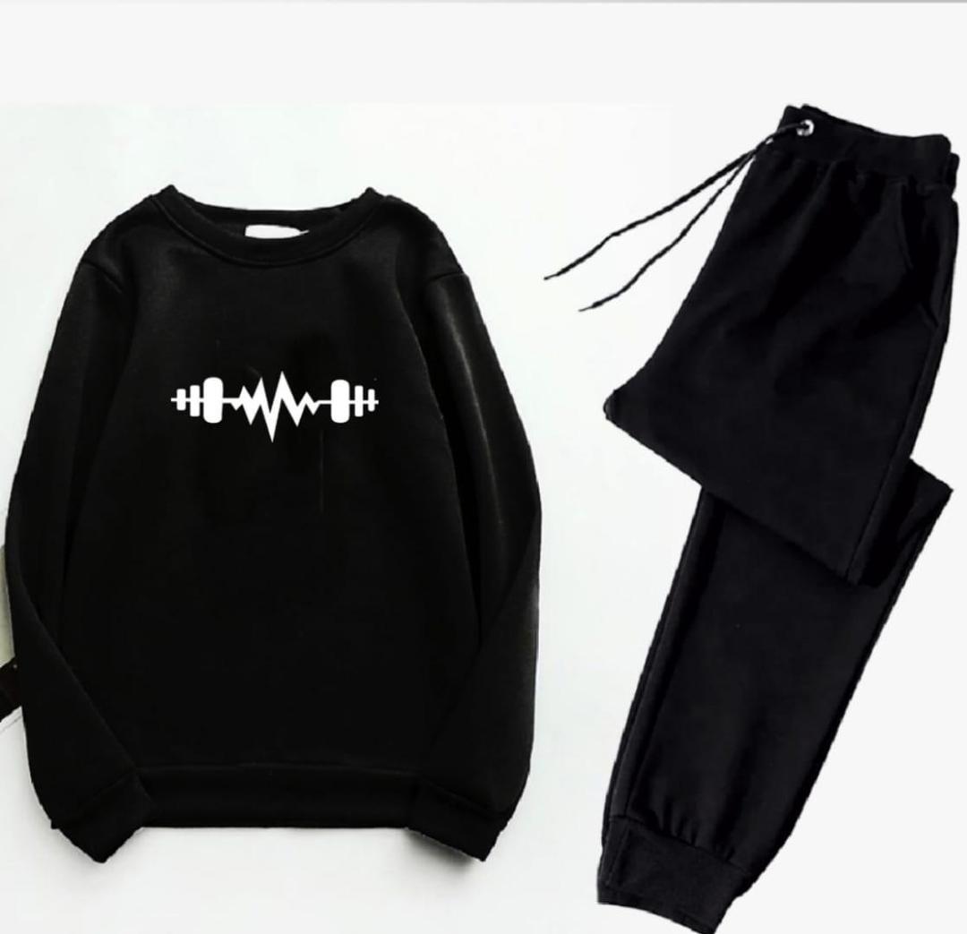 2 Pcs Men's Fleece Printed Sweatshirt Track Suit