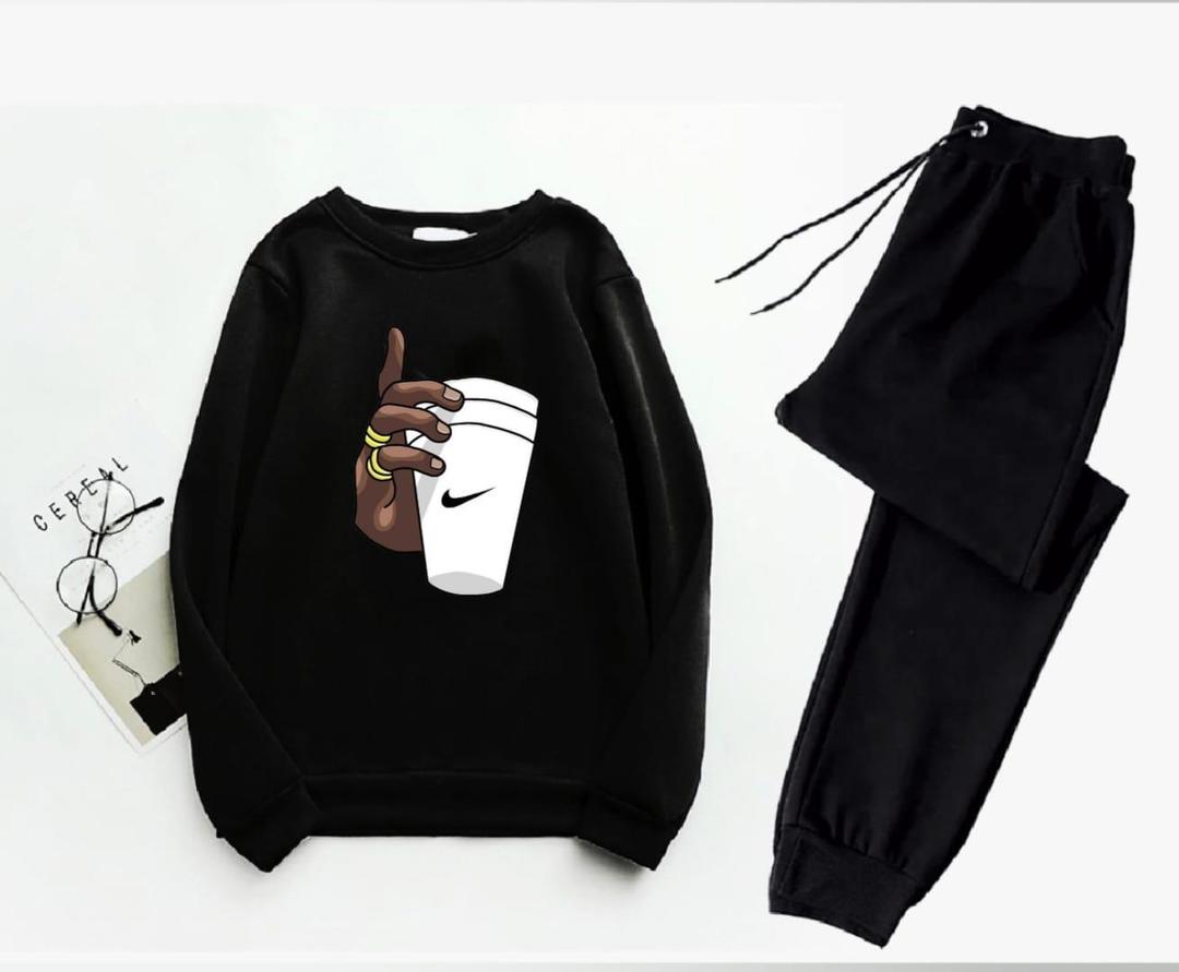 2 Pcs Men's Fleece Printed Sweatshirt Track Suit