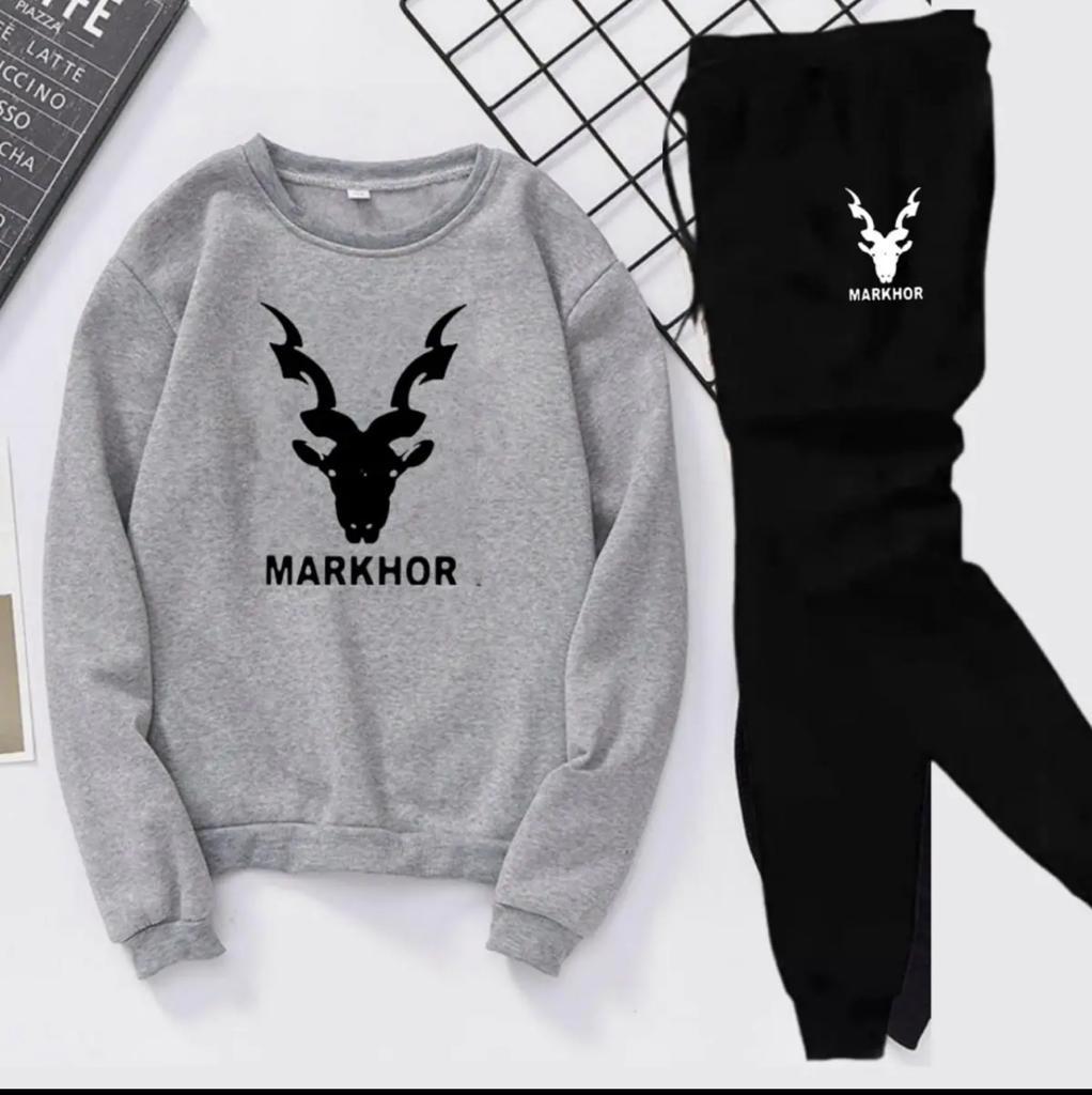 2 Pcs Men's Fleece Printed Sweatshirt Track Suit