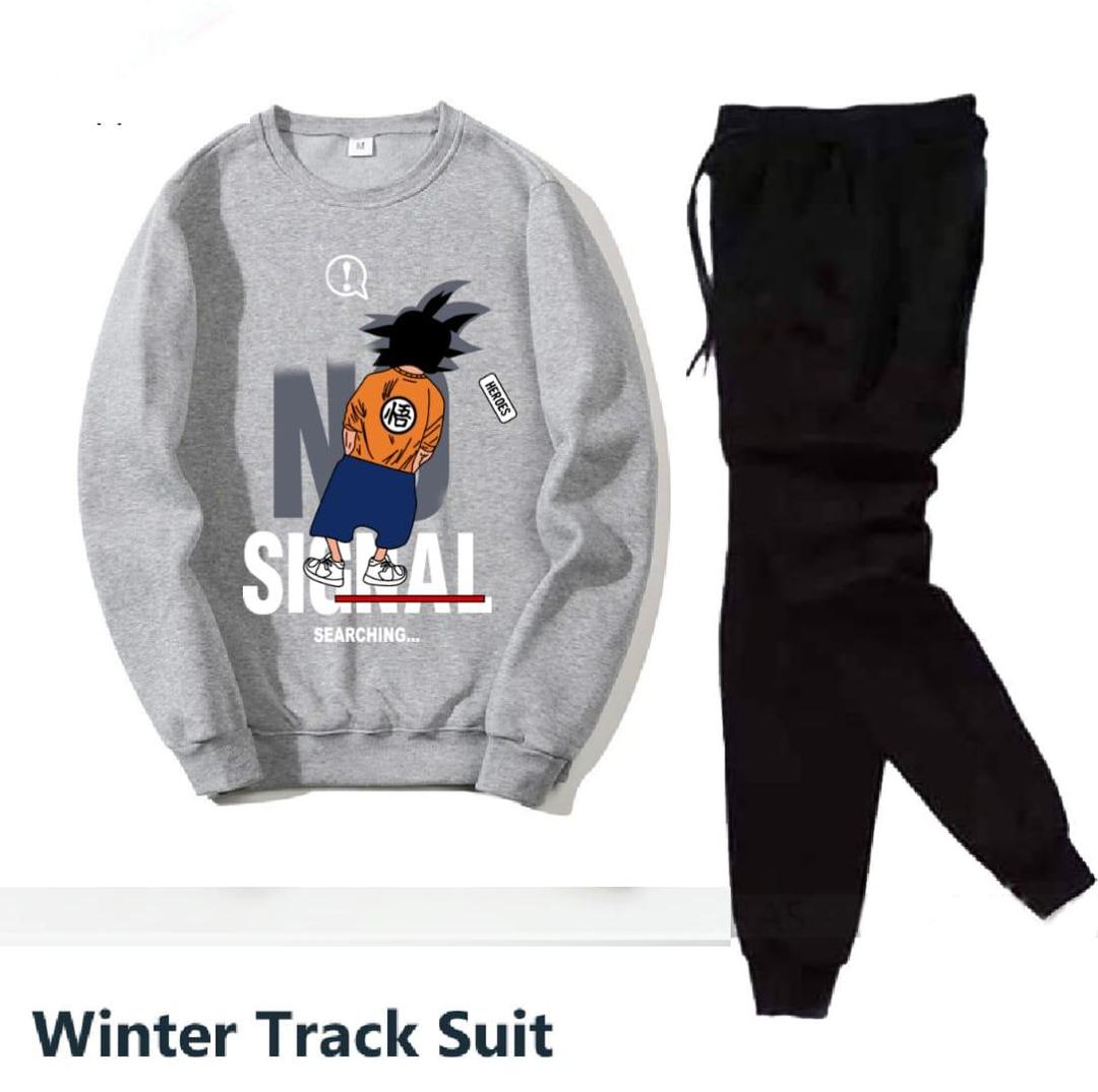 2 Pcs Men's Fleece Printed Sweatshirt Track Suit