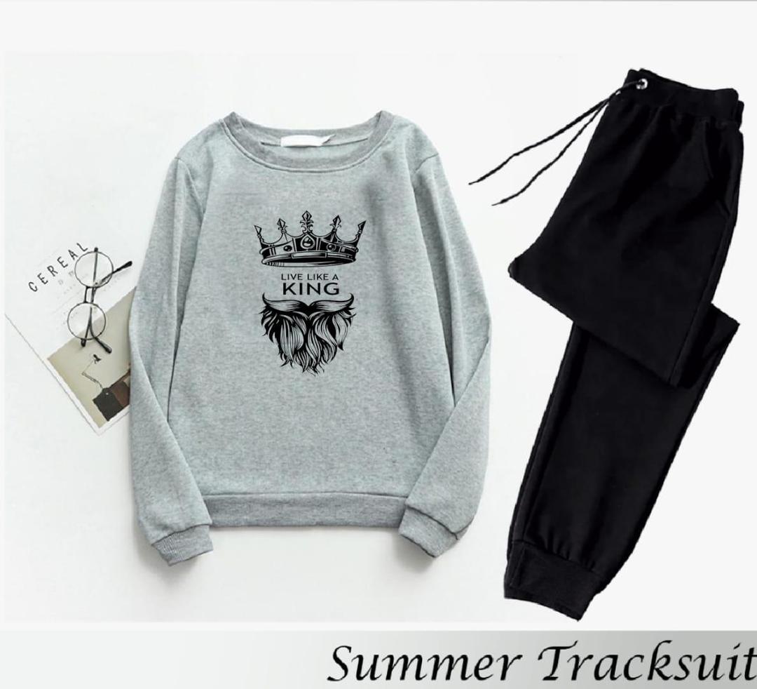 2 Pcs Men's Fleece Printed Sweatshirt Track Suit