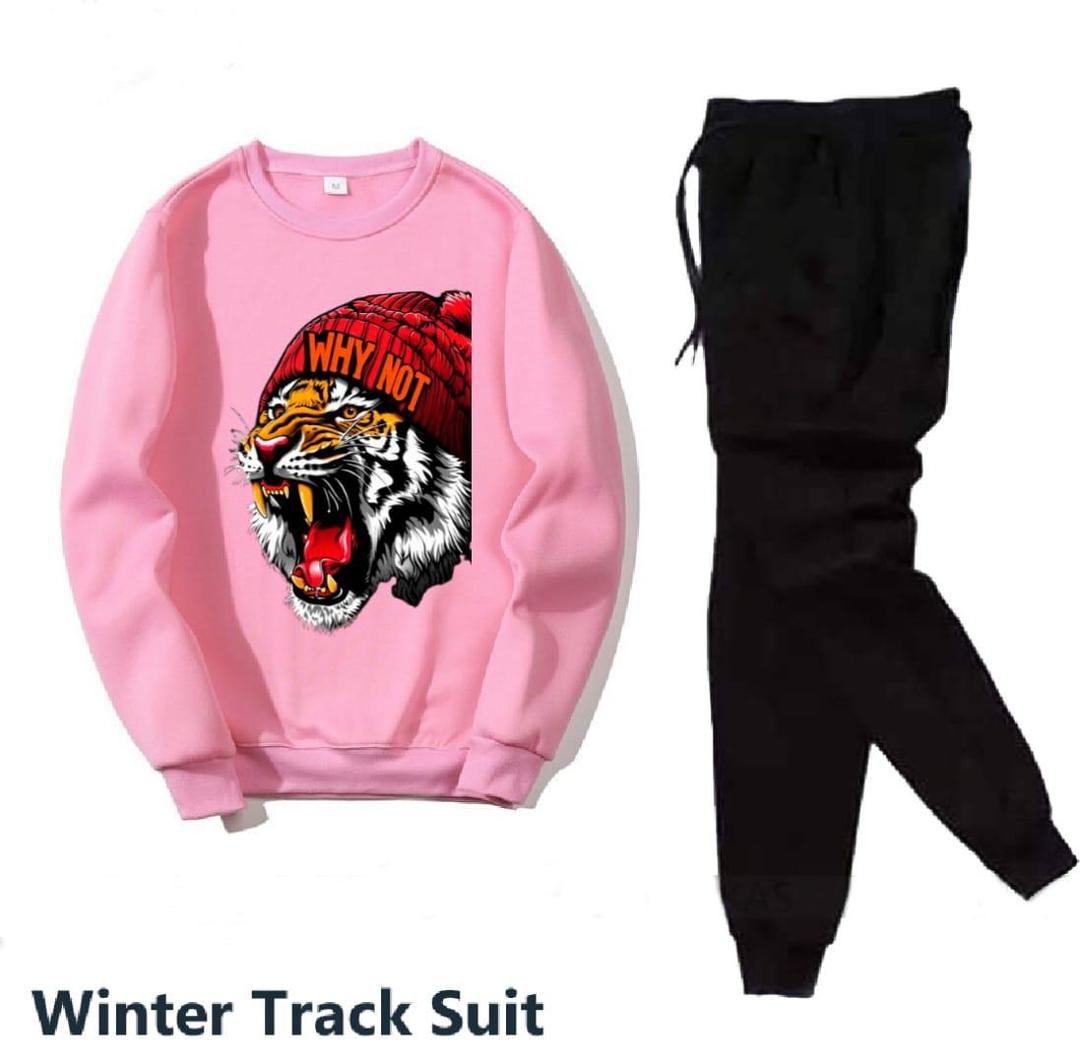 2 Pcs Men's Fleece Printed Sweatshirt Track Suit