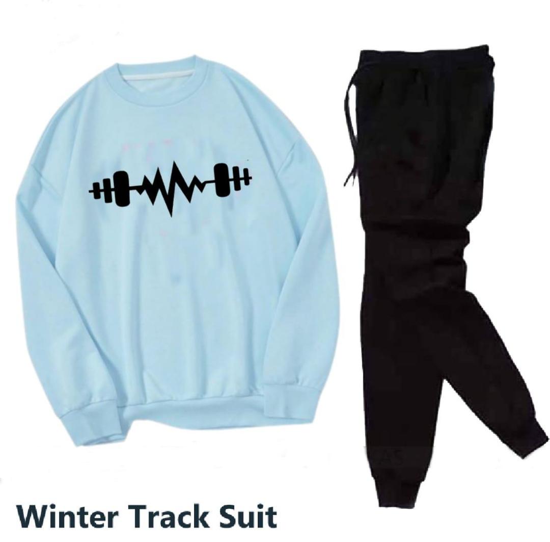 2 Pcs Men's Fleece Printed Sweatshirt Track Suit