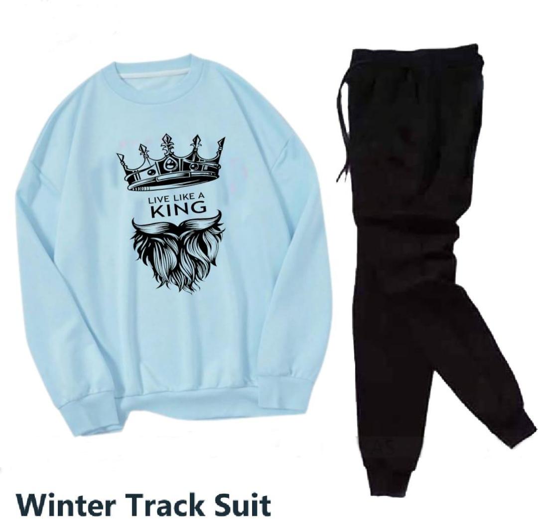 2 Pcs Men's Fleece Printed Sweatshirt Track Suit