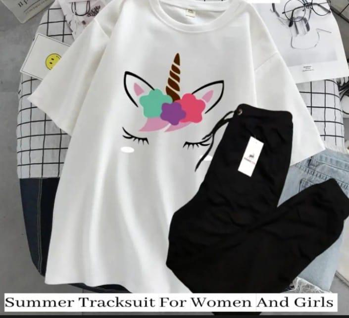 2 Pcs Women's Stitched Printed Tracksuit