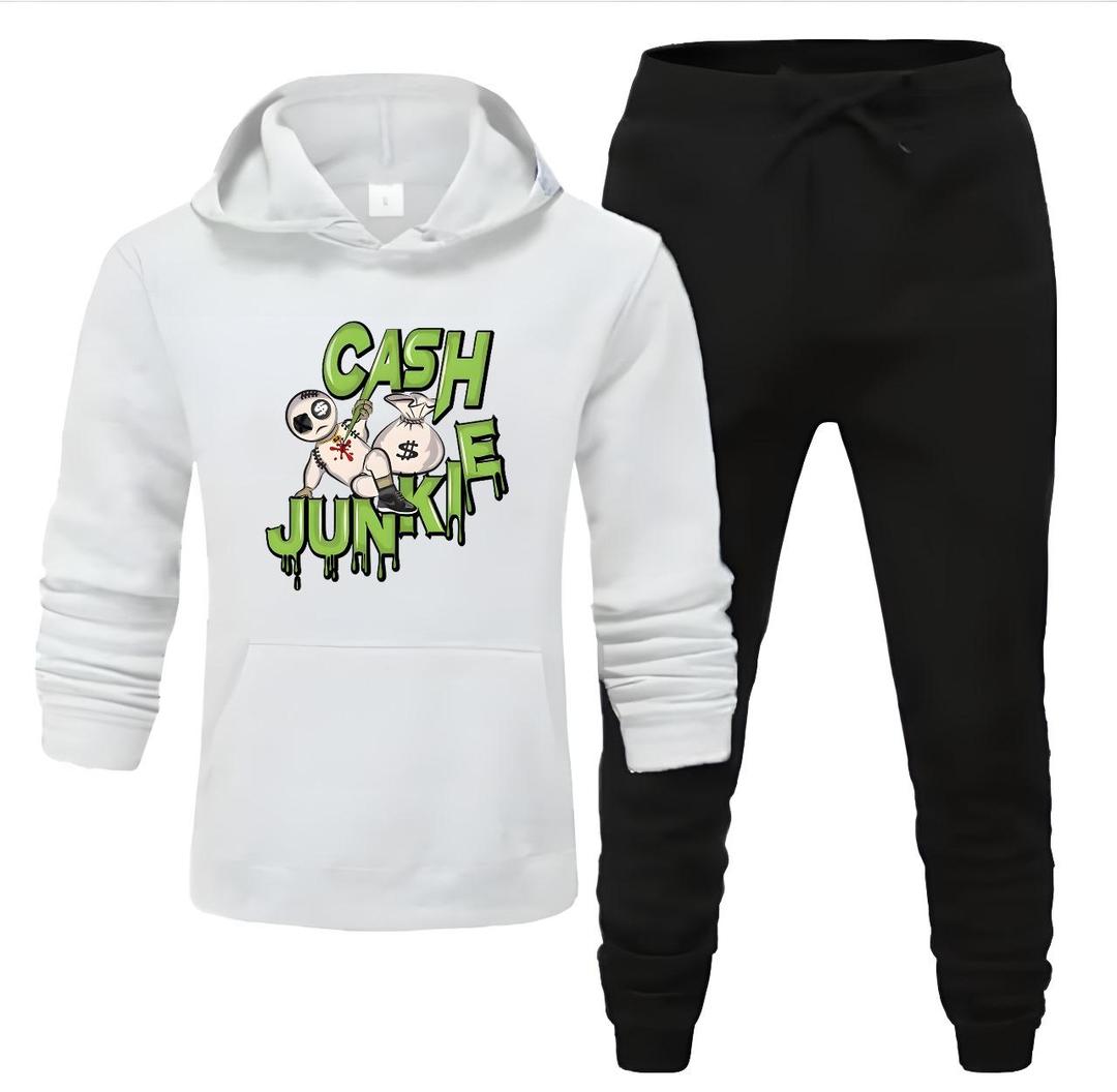 2 Pcs Women's Stitched Fleece Printed Hoodie Tracksuit