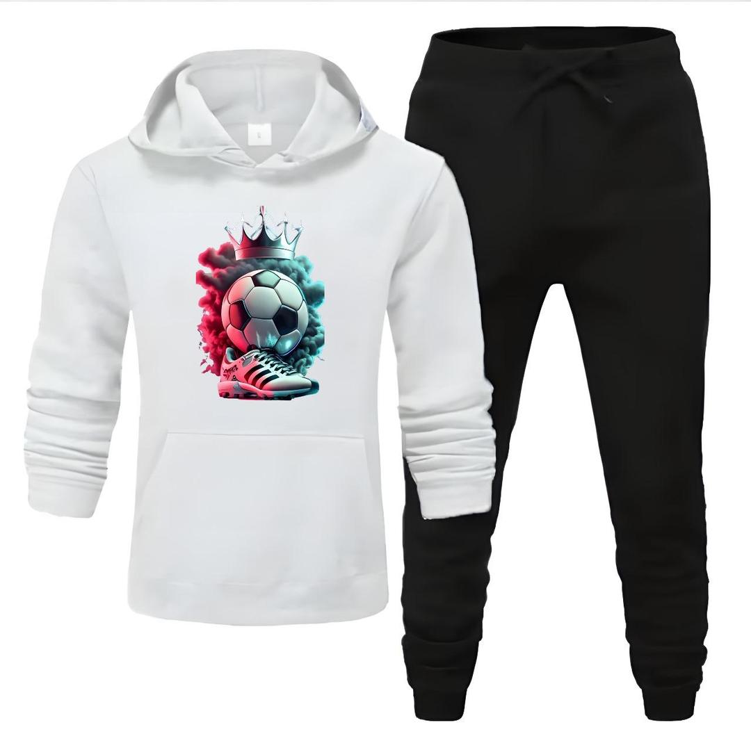 2 Pcs Women's Stitched Fleece Printed Hoodie Tracksuit