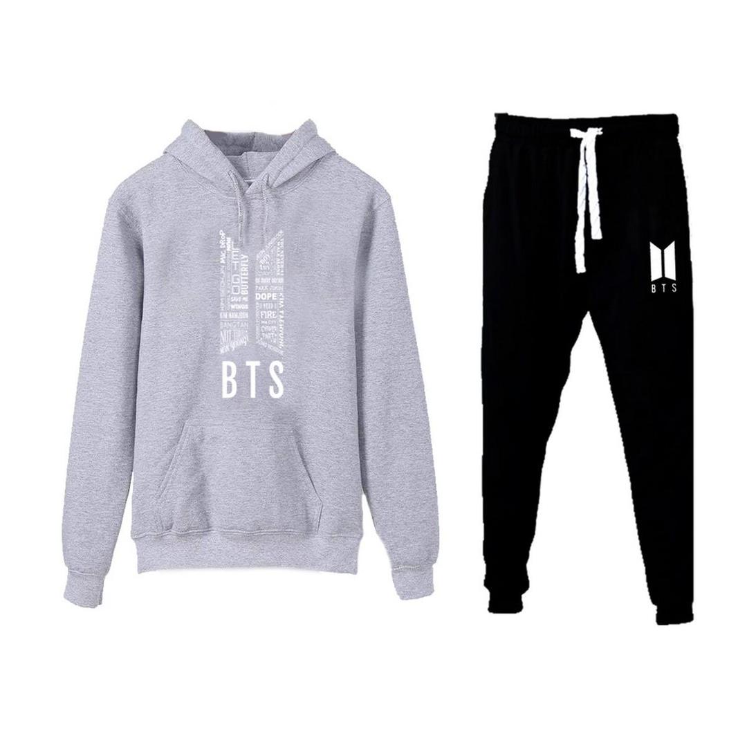 2 Pcs Women's Stitched Fleece Printed Hoodie Tracksuit