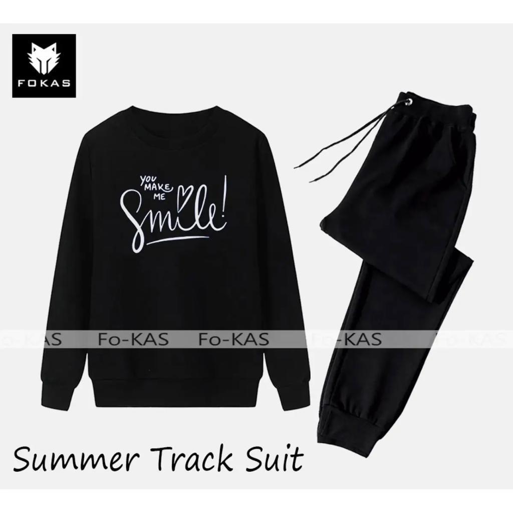 2 Pcs Women's Stitched Fleece Printed Sweatshirt Tracksuit