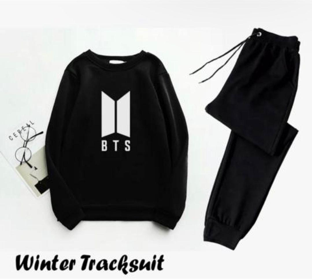 2 Pcs Women's Stitched Fleece Printed Sweatshirt Tracksuit