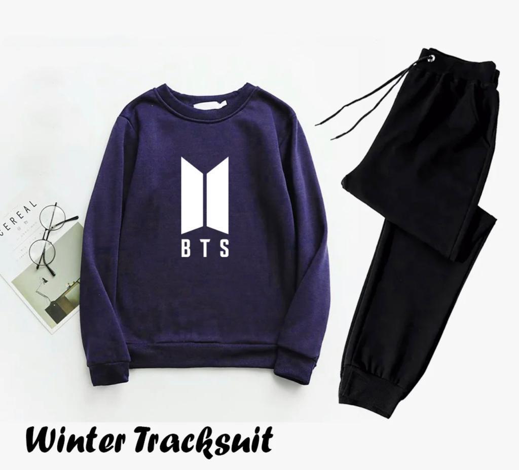 2 Pcs Women's Stitched Fleece Printed Sweatshirt Tracksuit