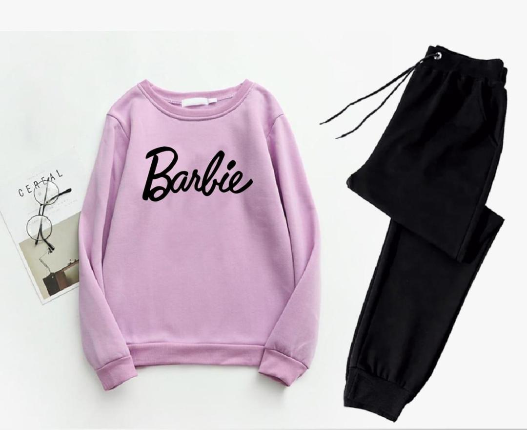 2 Pcs Women's Stitched Fleece Printed Sweatshirt Tracksuit