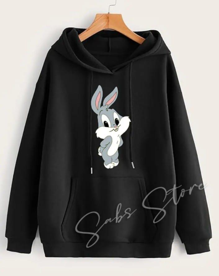 1 Pc Women's Stitched Fleece Printed Pullover Hoodie