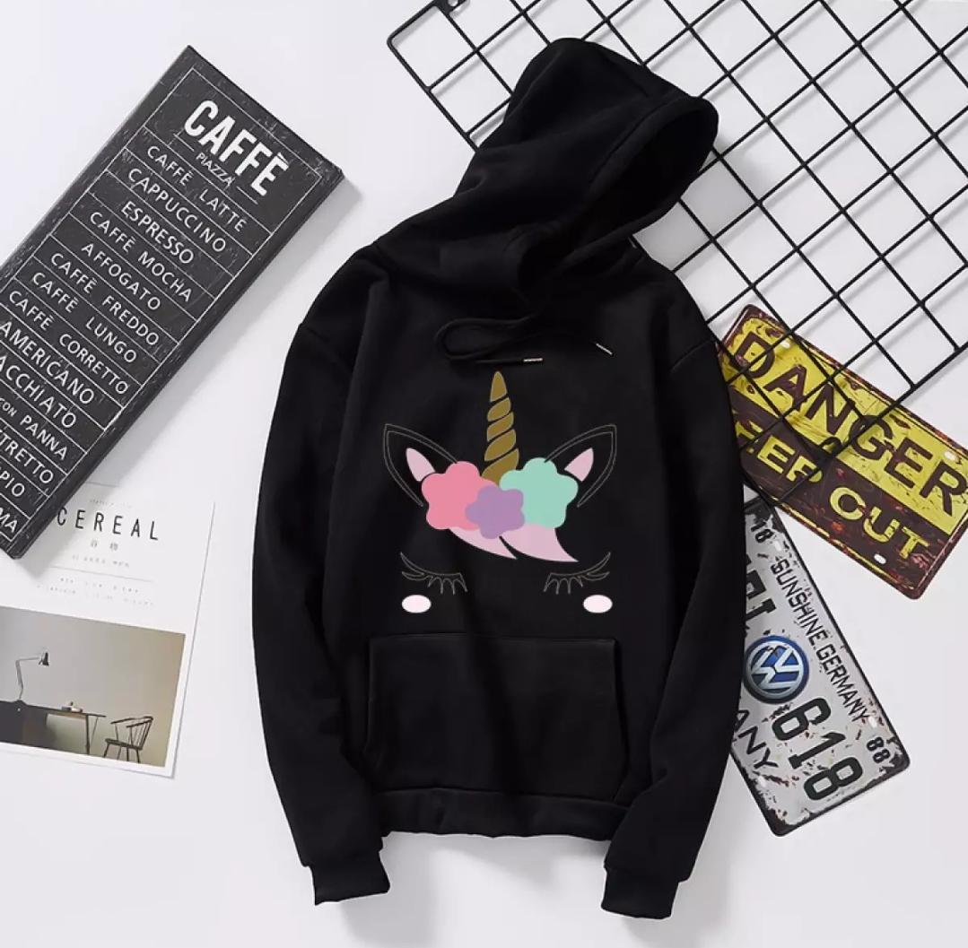 1 Pc Women's Stitched Fleece Printed Pullover Hoodie