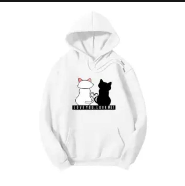 1 Pc Women's Stitched Fleece Printed Pullover Hoodie
