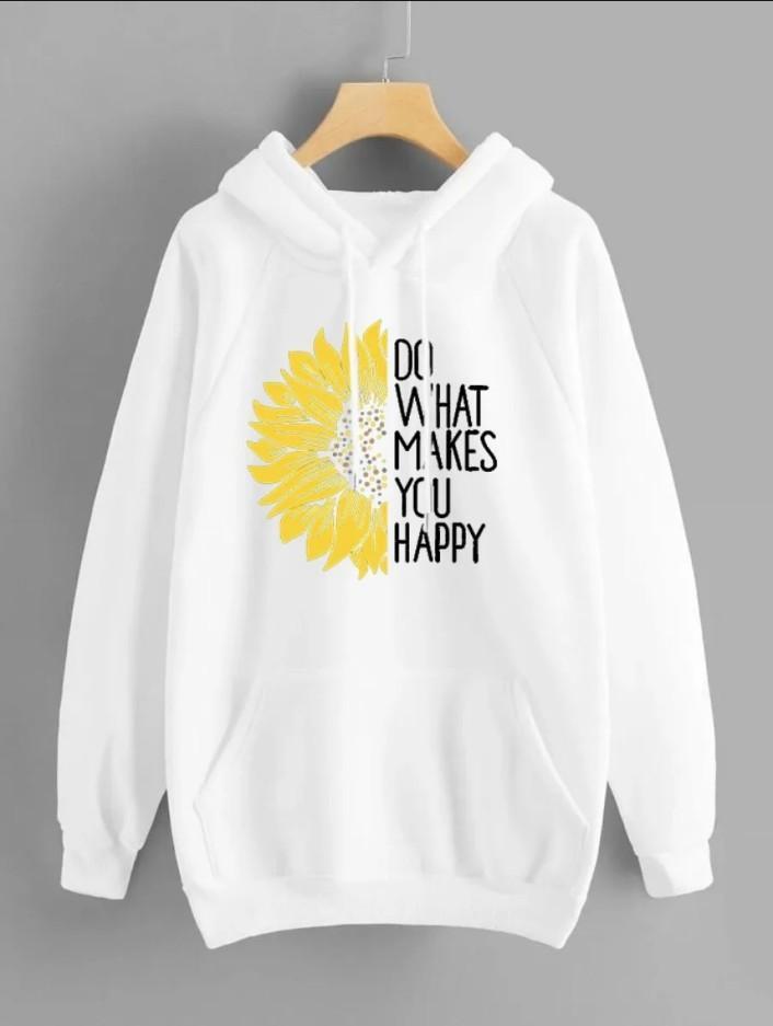 1 Pc Women's Stitched Fleece Printed Pullover Hoodie