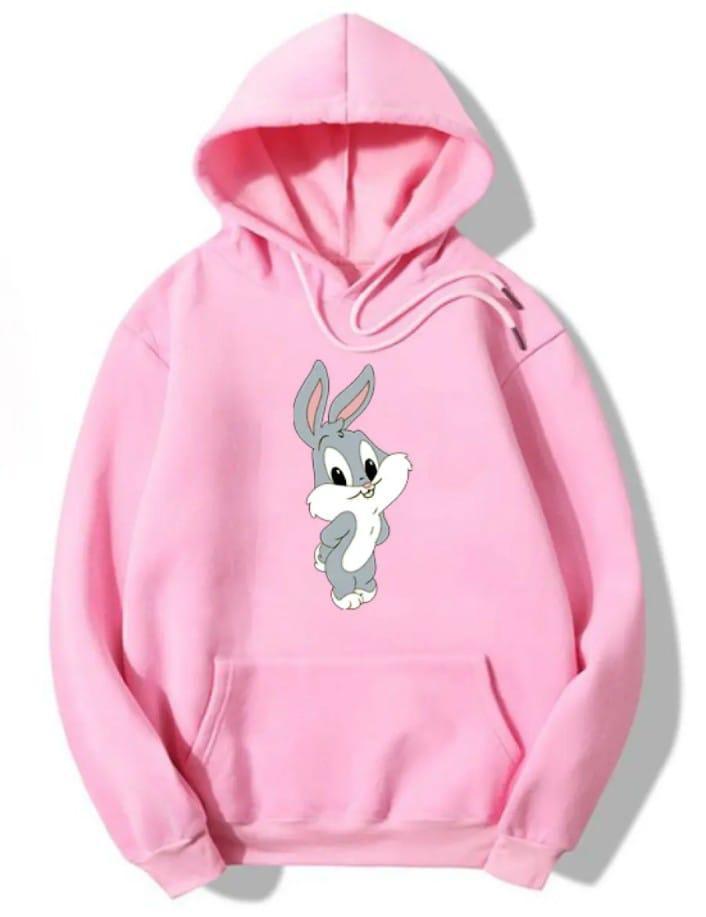 1 Pc Women's Stitched Fleece Printed Pullover Hoodie