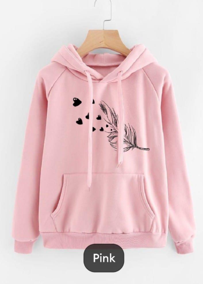 1 Pc Women's Stitched Fleece Printed Pullover Hoodie