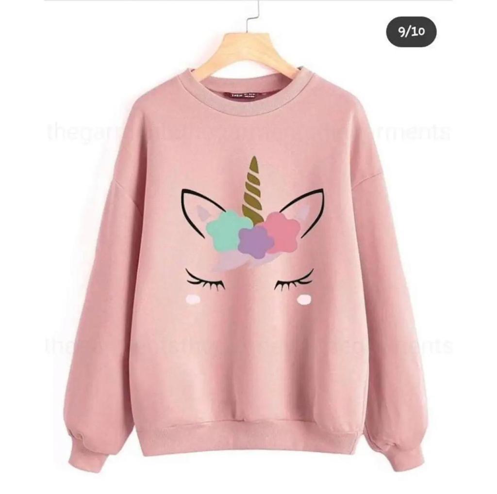 1 Pc Women's Stitched Fleece Printed Sweat Shirt