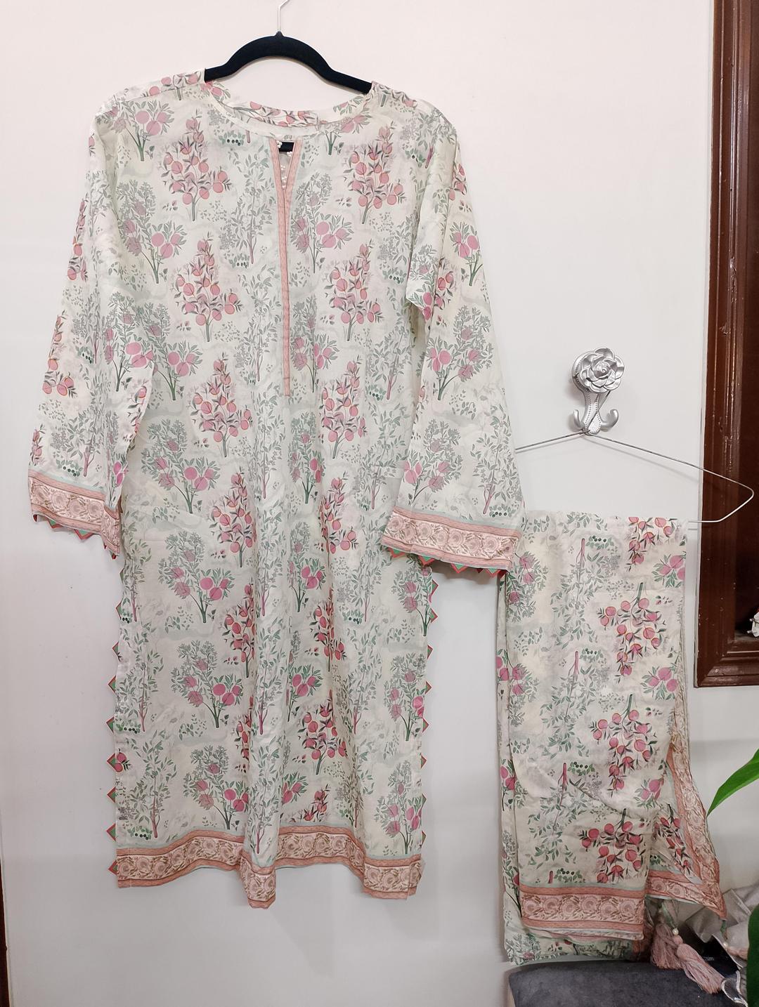 2 Pcs Women's Stitched Printed Shirt And Dupatta