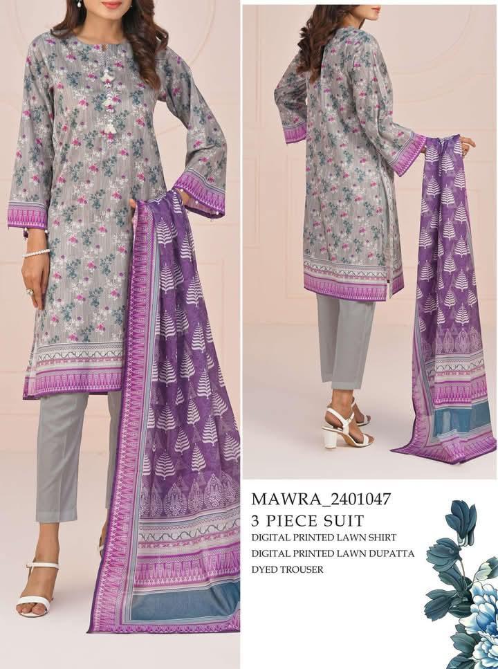 3 Pcs Women's Unstitched Printed Suit