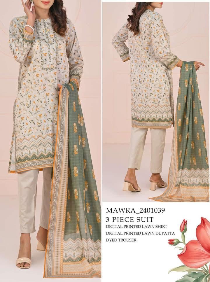 3 Pcs Women's Unstitched Printed Suit
