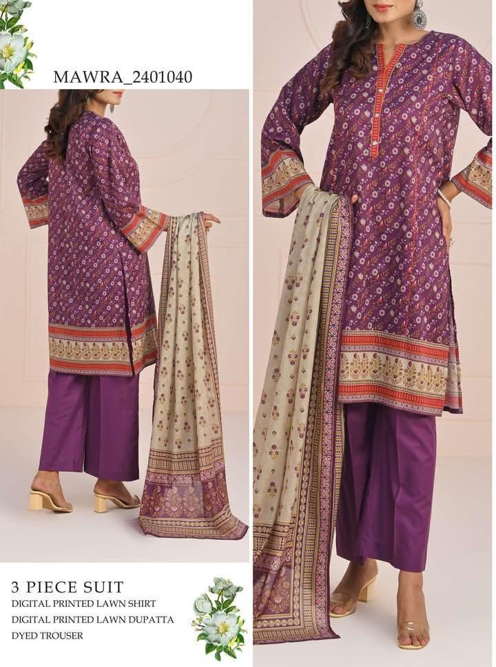 3 Pcs Women's Unstitched Printed Suit
