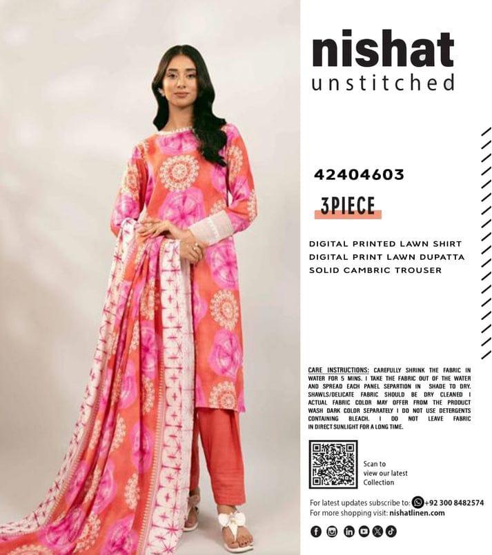 3 Pcs Women's Unstitched Digital Print Suit