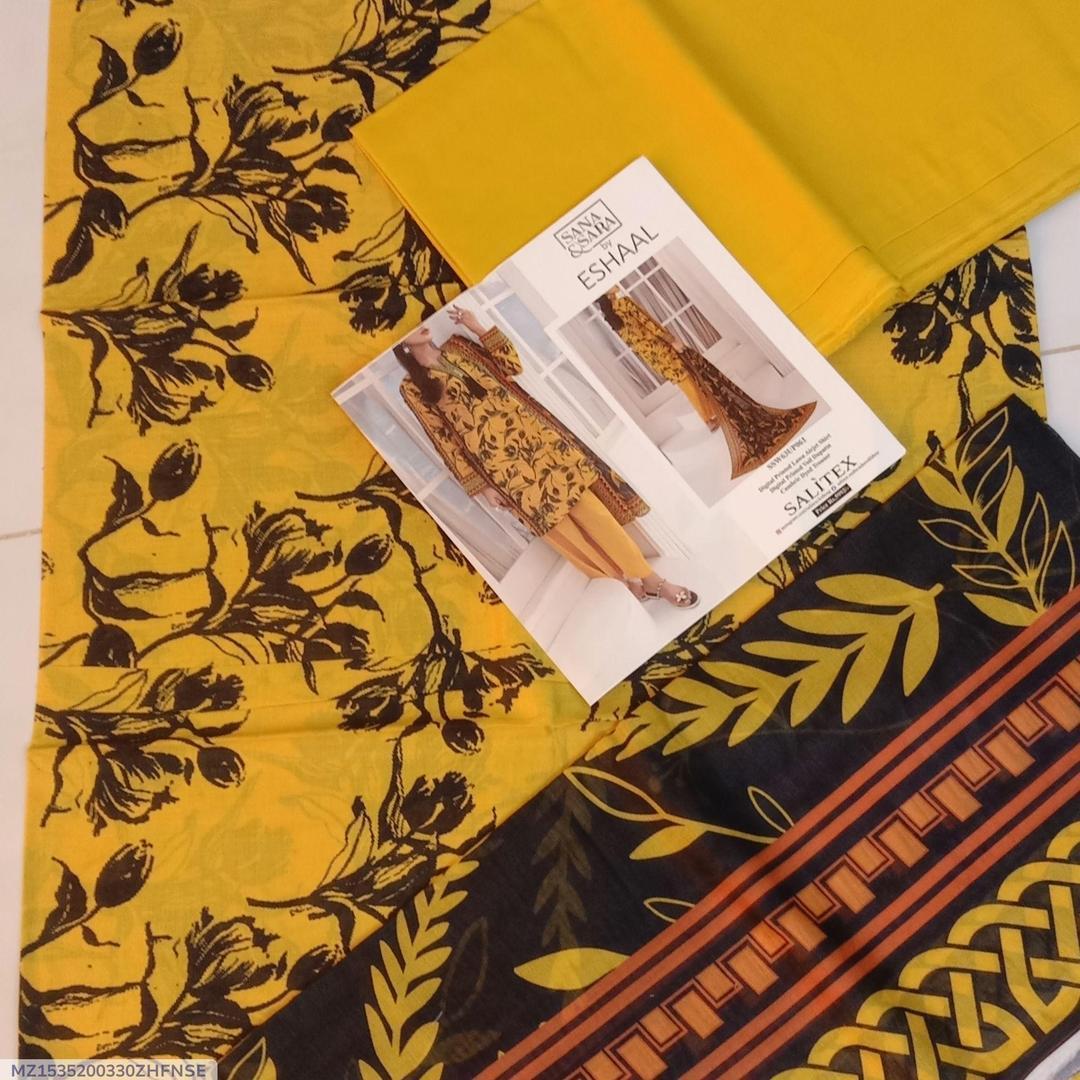 3 Pcs Women's Unstitched Printed Suit