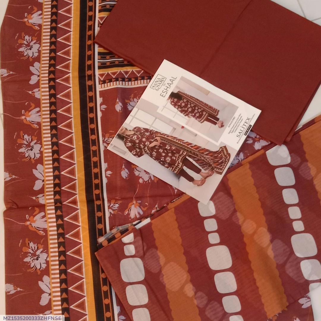 3 Pcs Women's Unstitched Printed Suit