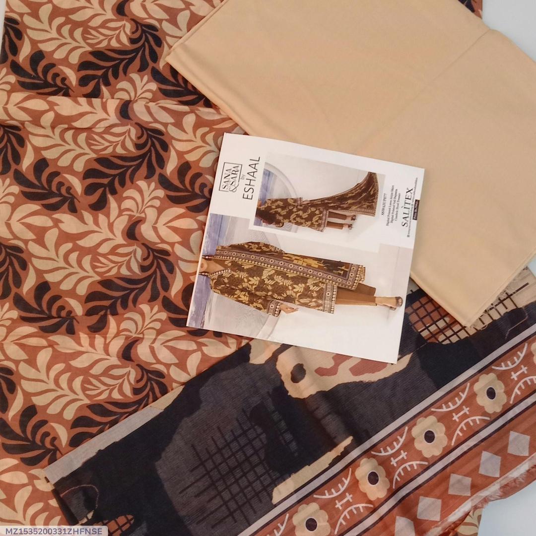 3 Pcs Women's Unstitched Printed Suit