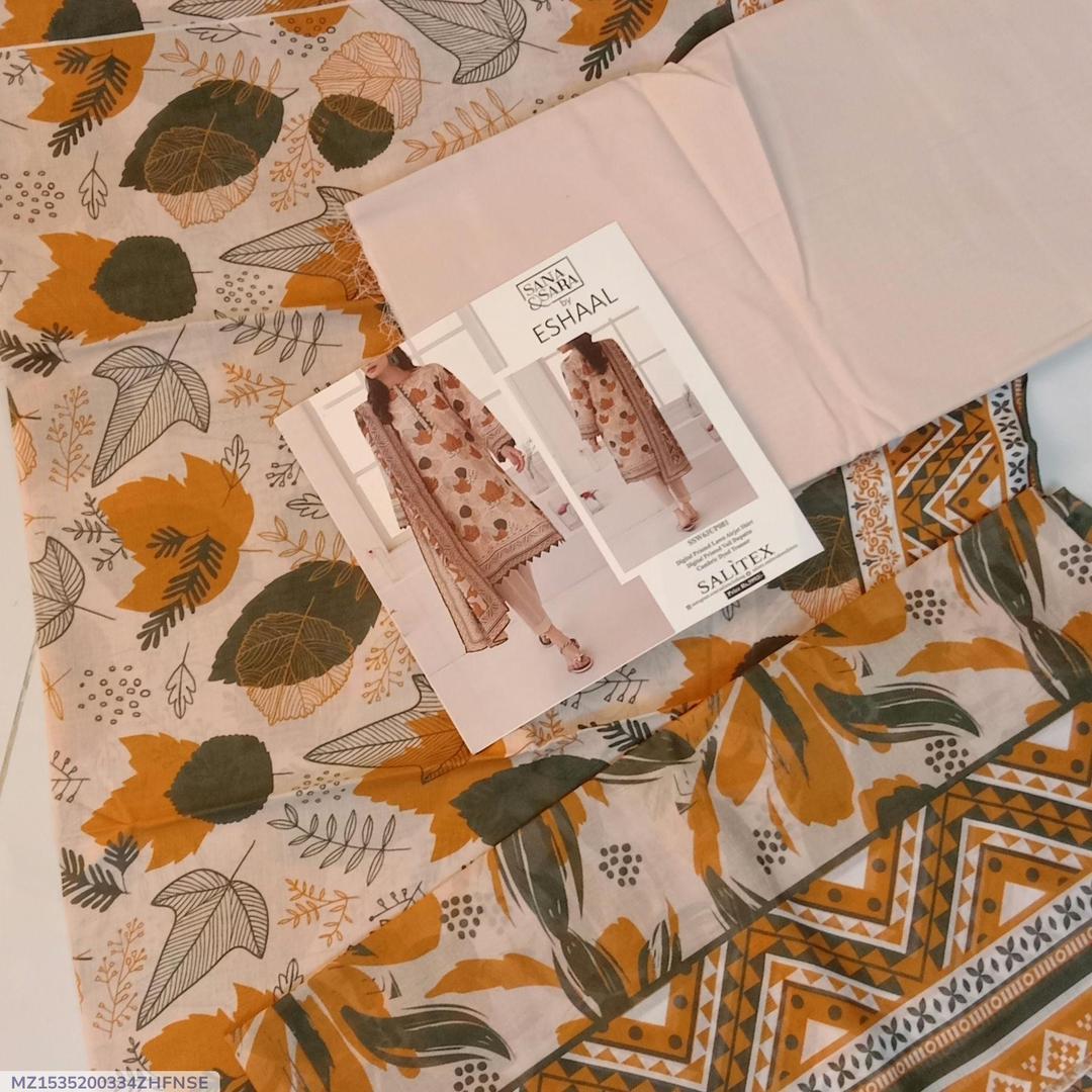 3 Pcs Women's Unstitched Printed Suit